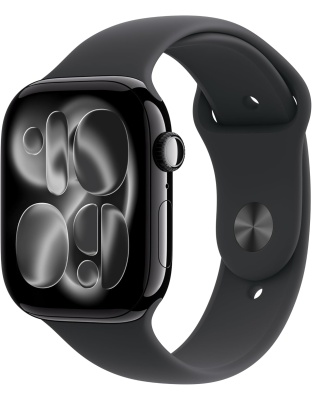 Apple Watch Series 11 [GPS 46mm] Smartwatch with Jet Black Aluminum Case with Black Sport Band